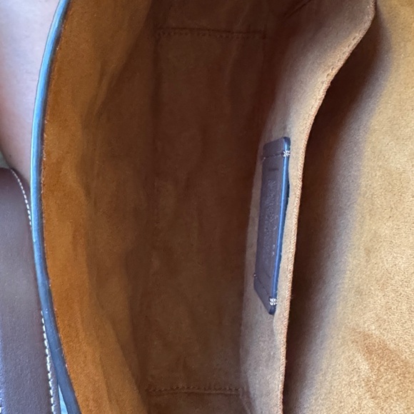 ✨Coach Macie Suede Colorblock Cream and Brown Leather Crossbody Bag - New - Picture 10 of 12